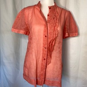 Salmon colored sheer blouse
